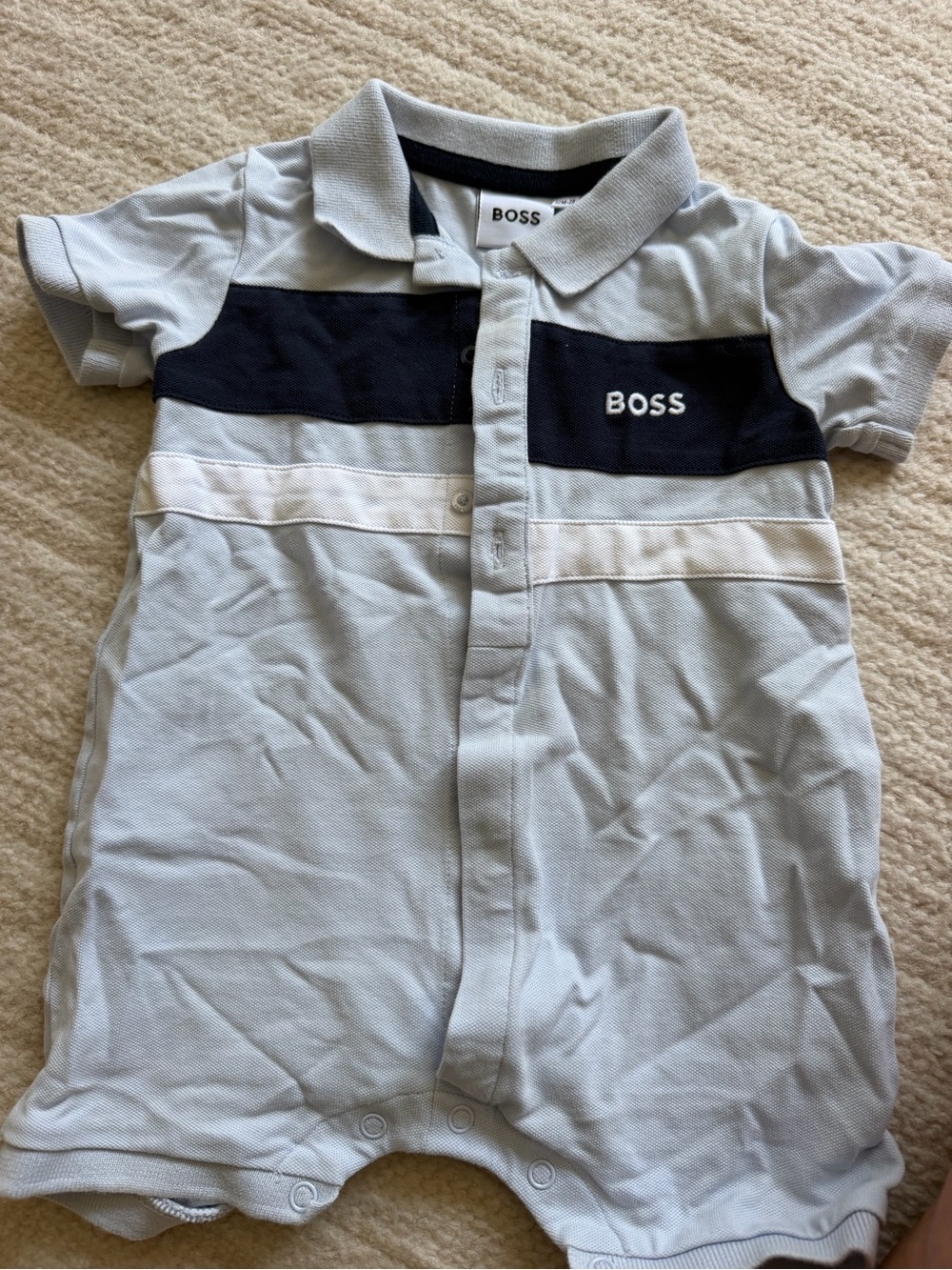 Hugo Boss Light Blue and Navy Polo Romper and Polo